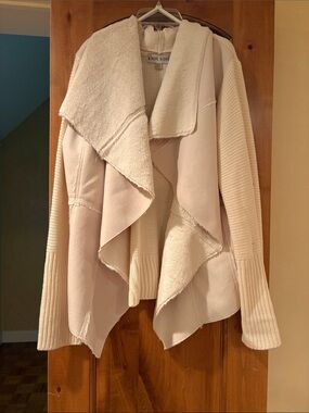 Knox Rose Ivory Open-Front Draped Cardigan Jacket